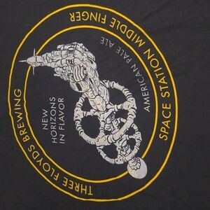 Three Floyds Brewing Space Syation Middle Finger Beer Graphic T-Shirt Medium